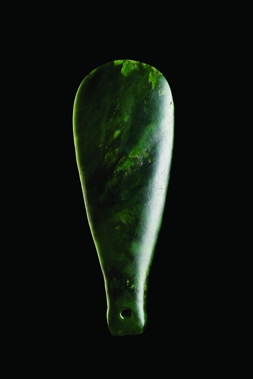 Ancient New Zealand Maori Dark Greenstone Short Hand Club